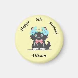 Imán Adorable Black Kitty Birthday Magnet