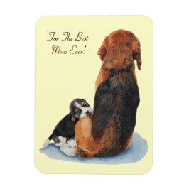 Imán adorable cachorro beagle adormilado mamá