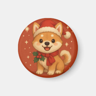 Imán Adorable cachorro de Navidad