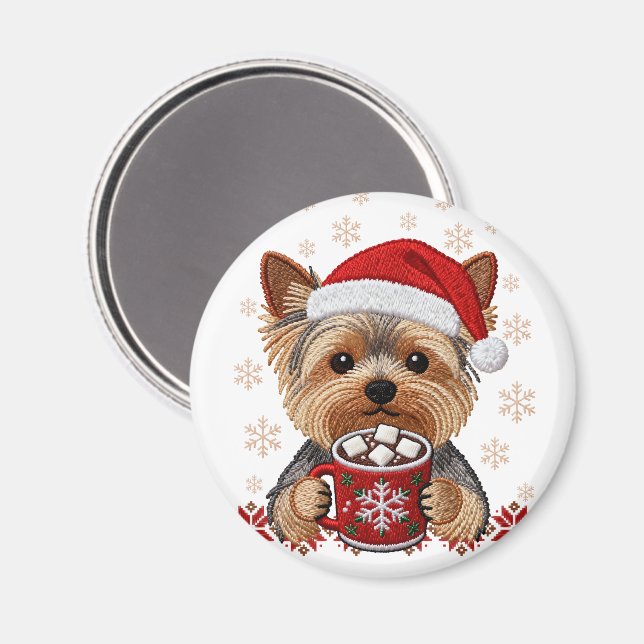 Imán Adorable Christmas Yorkshire Terrier (Anverso/Reverso)