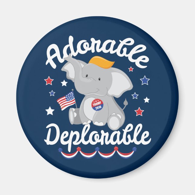 Imán Adorable elefante deplorable Trump 2016 (Frente)