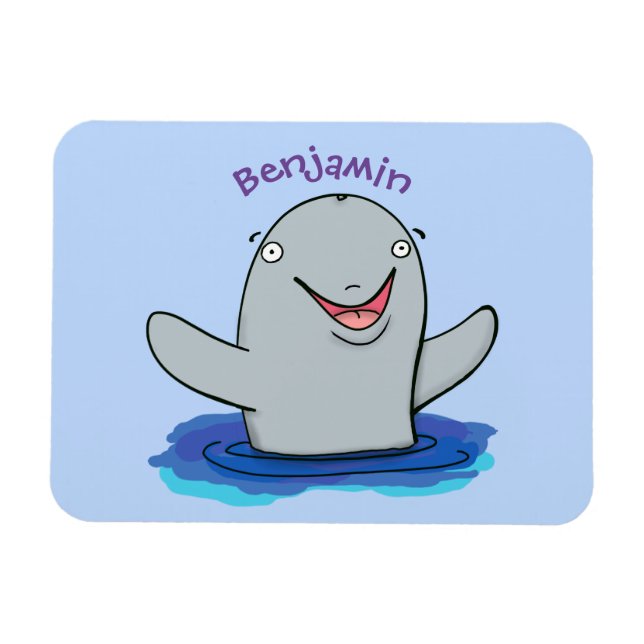 Imán Adorable feliz ilustracion personalizado de marsop (Horizontal)