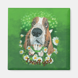 Imán Adorable Hound en las Daisies - Te Wuff