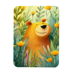 Imán Adorable ilustración pintada de un oso adorable