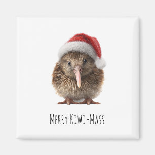 Imán Adorable Kiwi de Navidad, personalizado