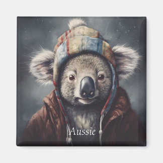 Imán Adorable koala con sombrero lindo personalizable