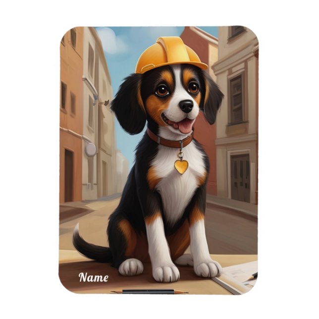 Imán Adorable obrero de la construcción Perro Cupo de p (Vertical)