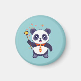 Imán adorable panda con corbata naranja-amarilla