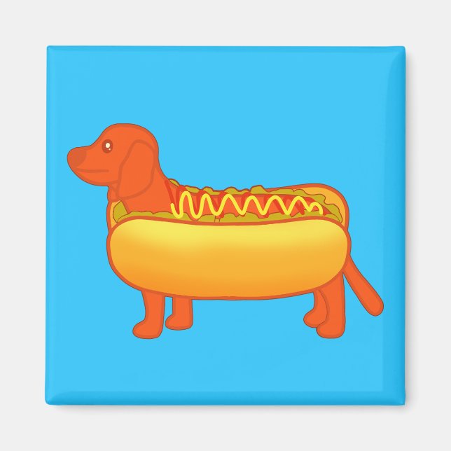 Imán Adorable perro caliente de Dachshund (Frente)