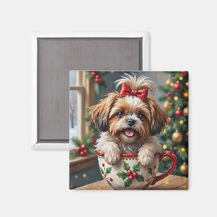 Imán Adorable perro Shih Tzu en Arte de Manta de Taza d
