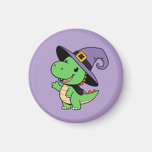 Imán adorable personalizado dino bruja halloween