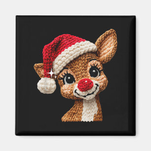 Imán Adorable Reno de Navidad Ganchillo Regalo Divertid