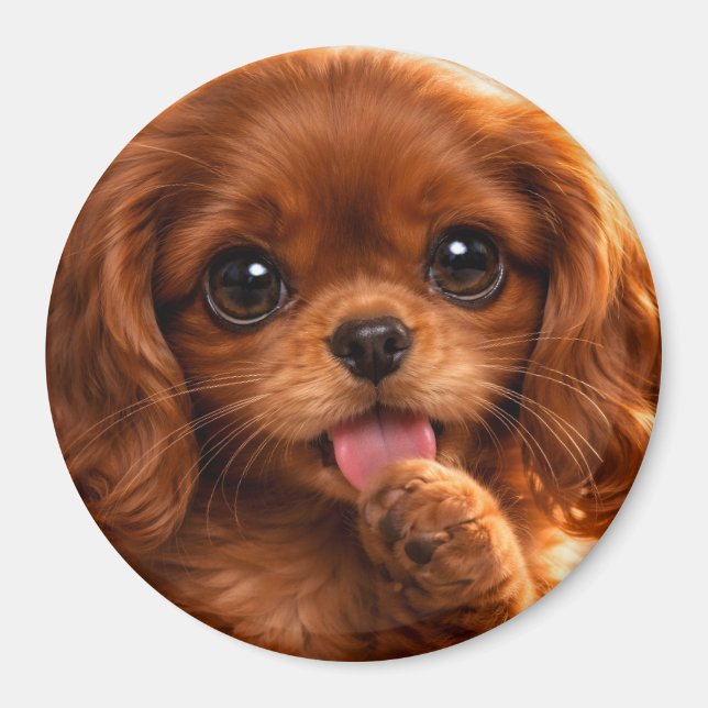Imán Adorable Ruby Cavalier Spaniel (Frente)