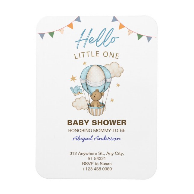 Imán Adorable Teddy Bear Boy Kid Baby Shower Invitation (Vertical)