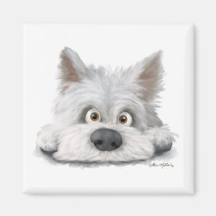 Imán Adorable terrier escocés blanco de dibujos animado