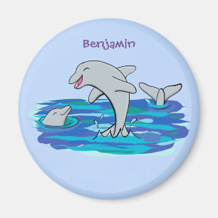 Imán Adorables delfines felices ilustracion personaliza