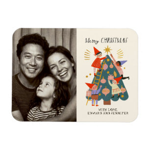 Imán Adorables Elfos Navideños Caprichosos y Familia de
