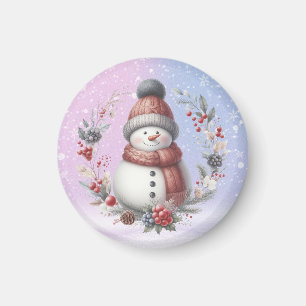 Imán Adorables Navidades de Snowman Wreath