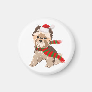 Imán Adorables Navidades Yorkie En Santa Hat Magnet