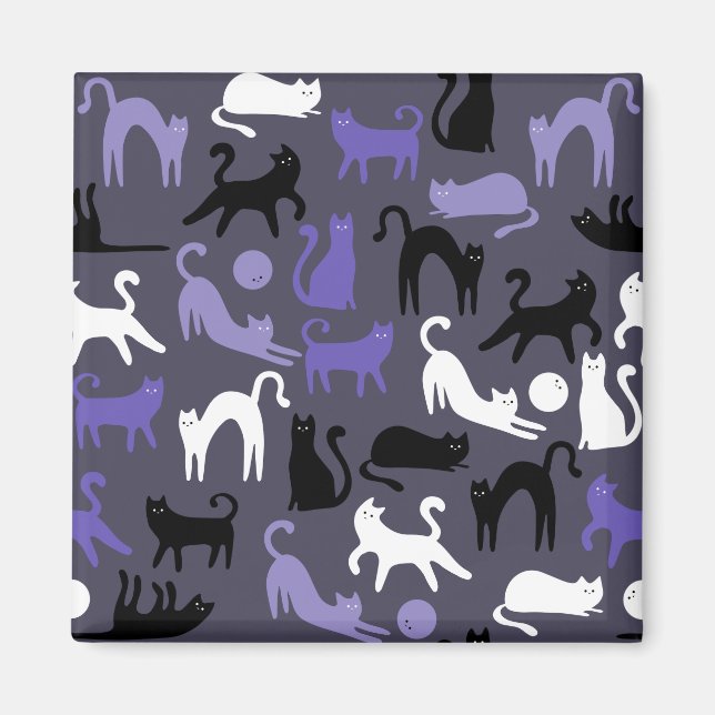 Imán Adorables polos de gato de yoga curado (Frente)