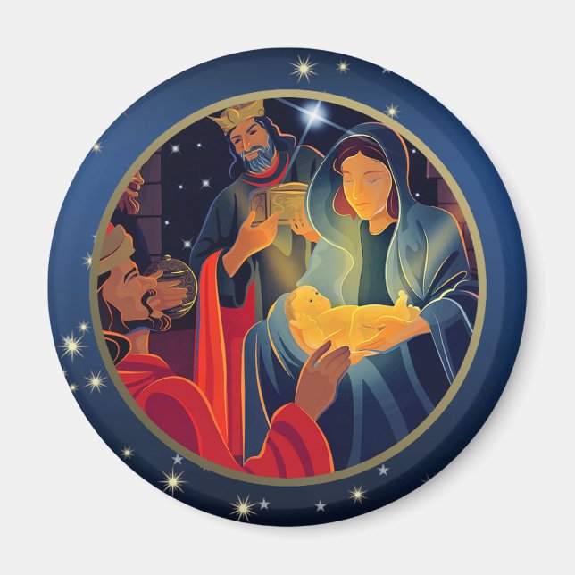 Imán Adoración del Magi. Magnates de regalo para navida (Frente)