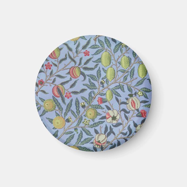 Imán Adorno de fruta granada azul de William Morris (Frente)