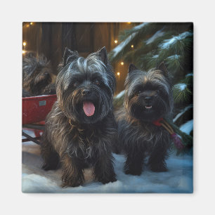 Imán Adorno de Navidad Affenpinscher Trineo Nevado
