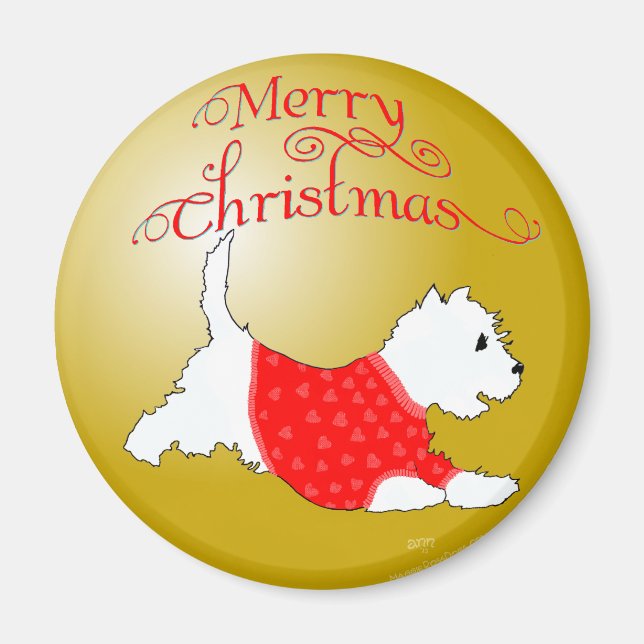 Imán Adorno de Navidad Westie (Frente)