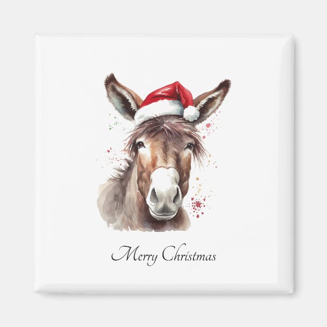 Imán Adorno de nevera para Navidad con burro de granja (Frente)