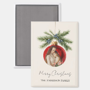 Imán Adorno Navideño Elegante de Acuarela para Foto Fam