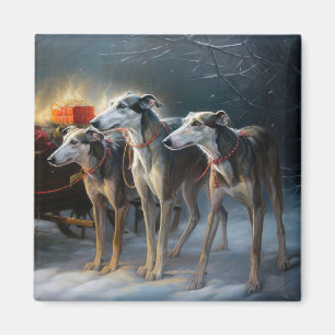 Imán Adorno Navideño Trineo Nevado Greyhound