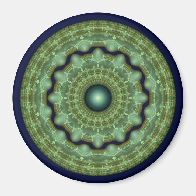 Imán Adorno redondo fractal de hada lustroso (Frente)