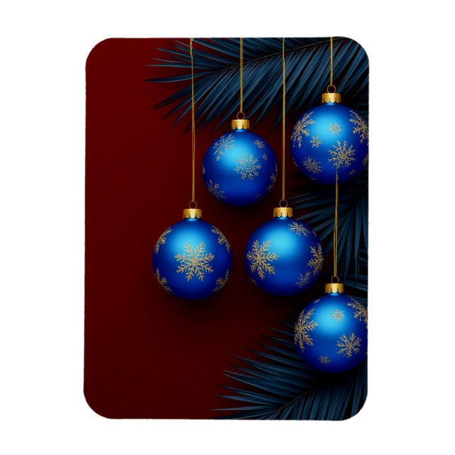 Imán Adornos de Navidad azules elegantes (Vertical)