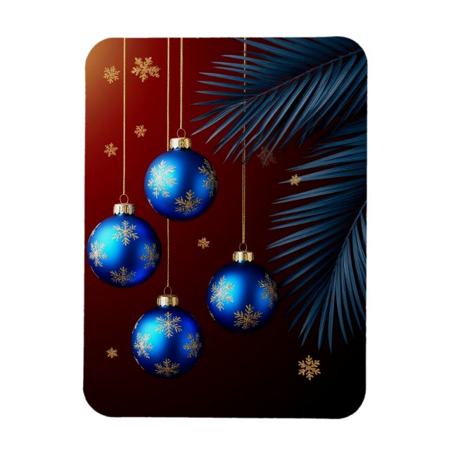 Imán Adornos de Navidad Elegantes Azules (Vertical)