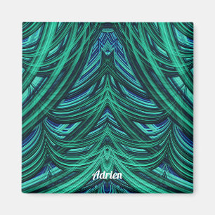Imán ~ ADRIEN ~ GORGEOUS! ~ 3D Verde azul fractal