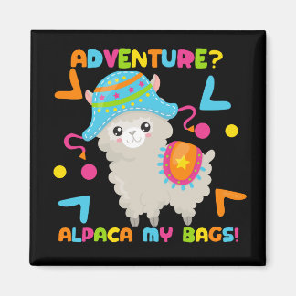 Imán Adventure Alpaca My Bags Cute Funny