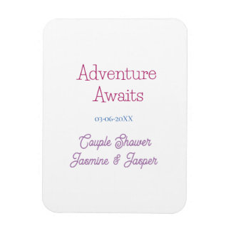 Imán adventure awaits couple shower name date pink blue
