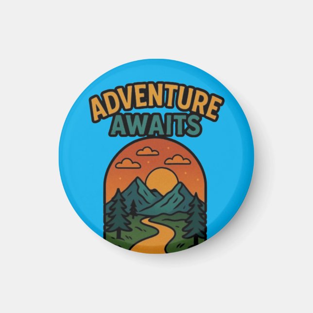 Imán Adventure Awaits Minimalist Print - Outdoor Travel (Frente)