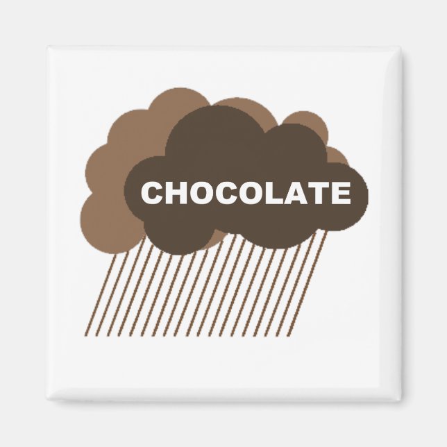 Imán Advertencia: Lluvia de chocolate (Frente)