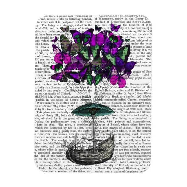 Imán Aeronave de mariposa 2 morada y verde (Vertical)