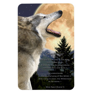 Imán Afeitación de Lobo Gris y Poema de Magnet de Arte 