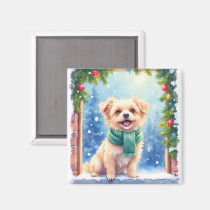 Imán Affenpinscher Acolor Acuarela Navideña Acogedora