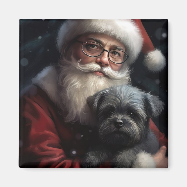 Imán Affenpinscher con Navidades festivos de Santa Clau (Frente)