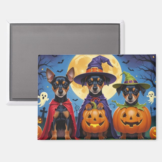 Imán Affenpinscher Dogs Pumpkin Halloween Funny (Anverso/Reverso)