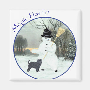 Imán Affenpinscher y muñeco de nieve