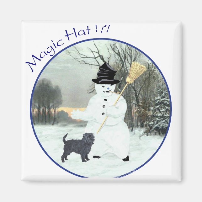 Imán Affenpinscher y muñeco de nieve (Frente)