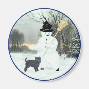 Imán Affenpinscher y muñeco de nieve