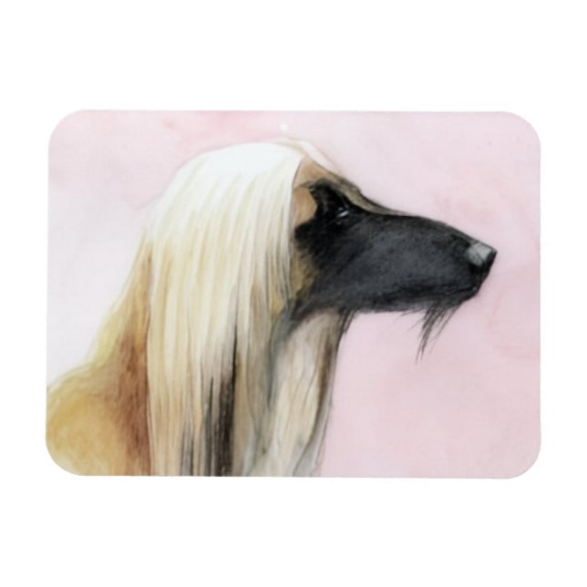 Imán Afghan Hound Profile Dog Art Greeting Card 5x7 (Horizontal)