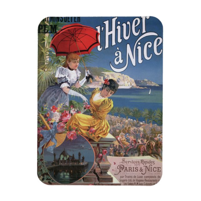 Imán Afiche Belle Epoque Nice para viajes de invierno (Vertical)