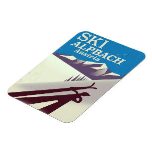 Imán Afiche de Alpbach Austriaco para los viajes de esq